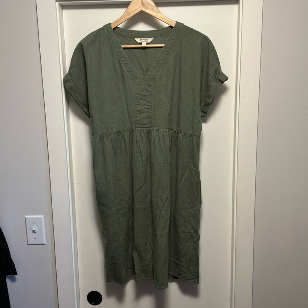 Green 55% linen dress